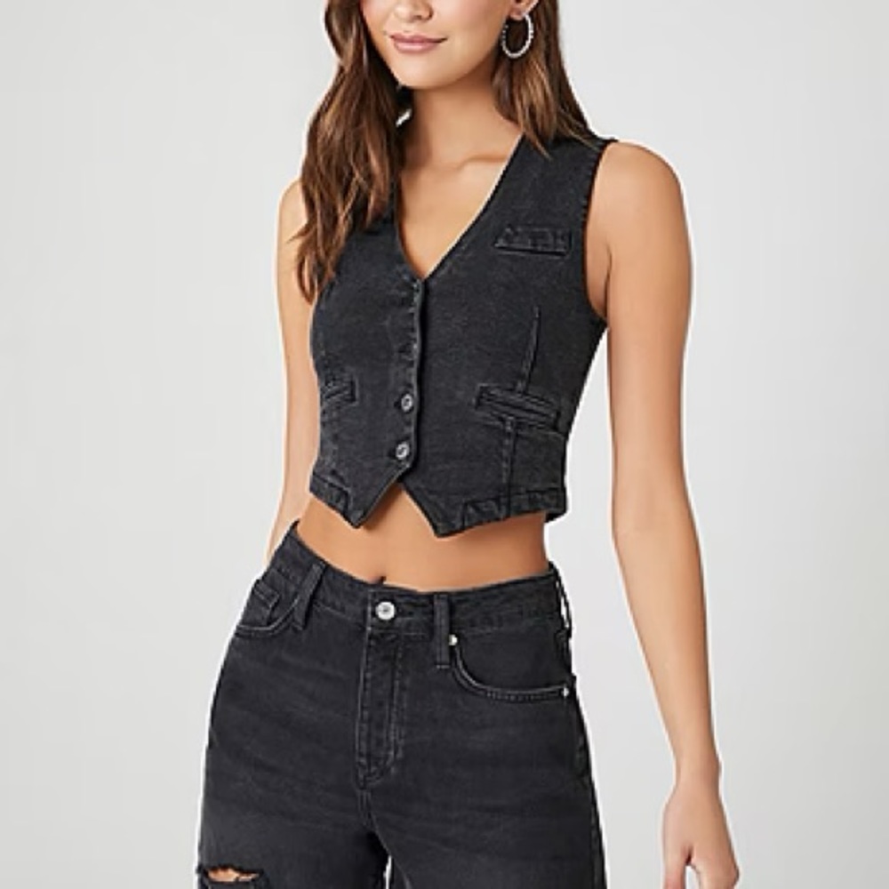 Forever 21 Juniors Denim Womens Vest